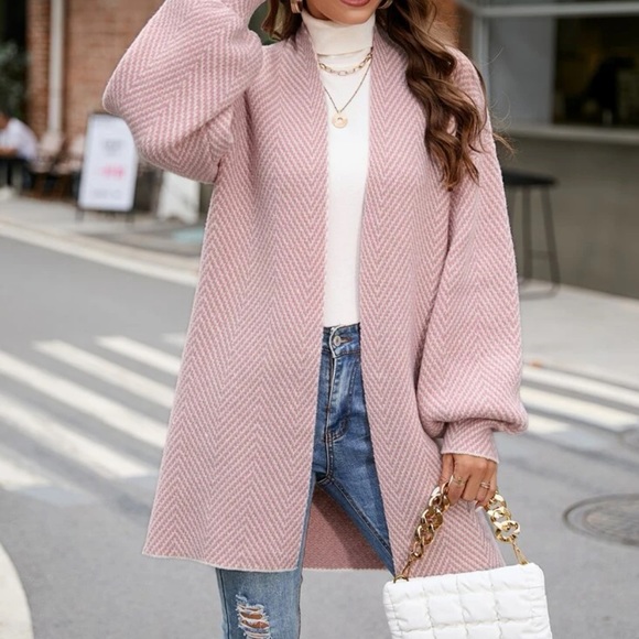 Cozy chevron pattern duster cardigan - Picture 6 of 16